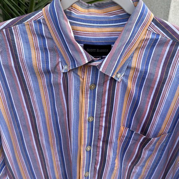 SCOTT BARBER Striped Business Casual Shirt - XXL - Picture 3 of 7
